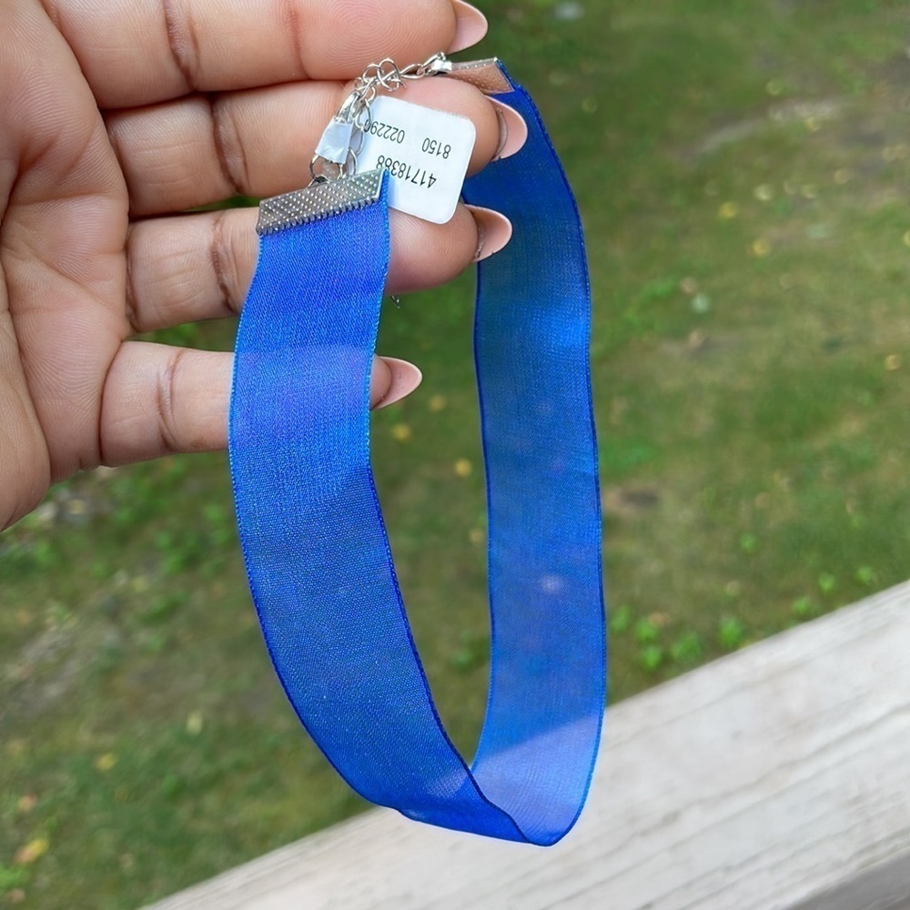 Free People “Sweet Nothing” Royal Blue Ribbon Choker - Picture 5 of 12